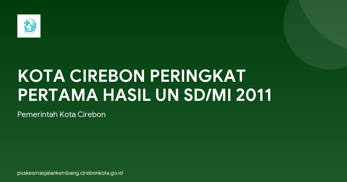 KOTA CIREBON PERINGKAT PERTAMA HASIL UN SD/MI 2011