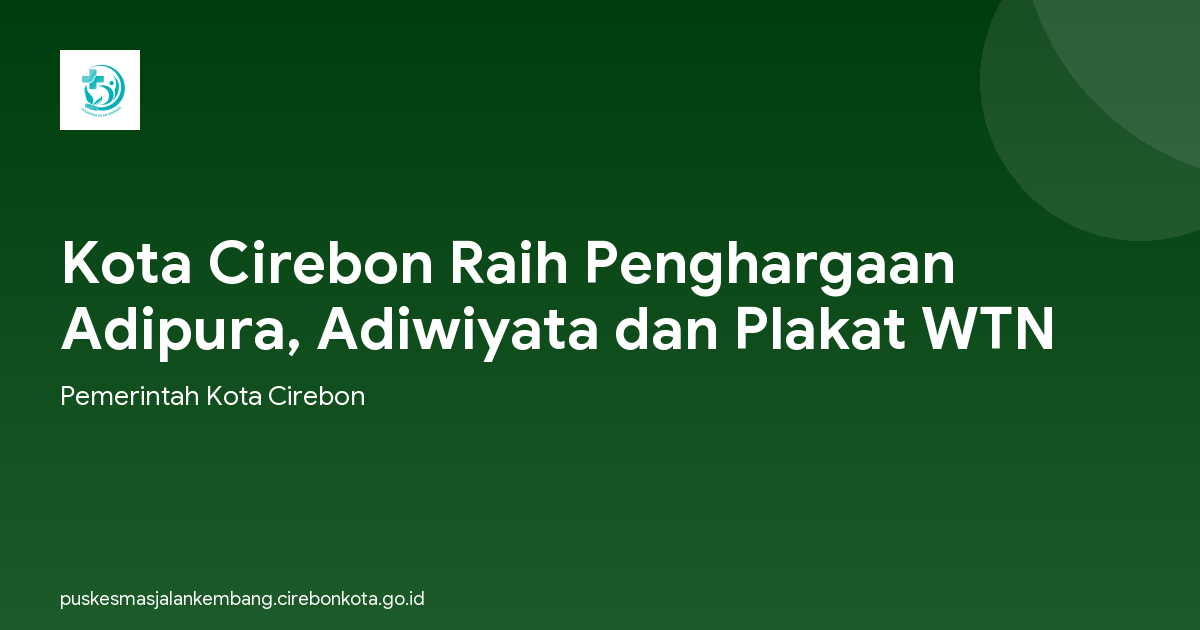 Kota Cirebon Raih Penghargaan Adipura, Adiwiyata dan Plakat WTN